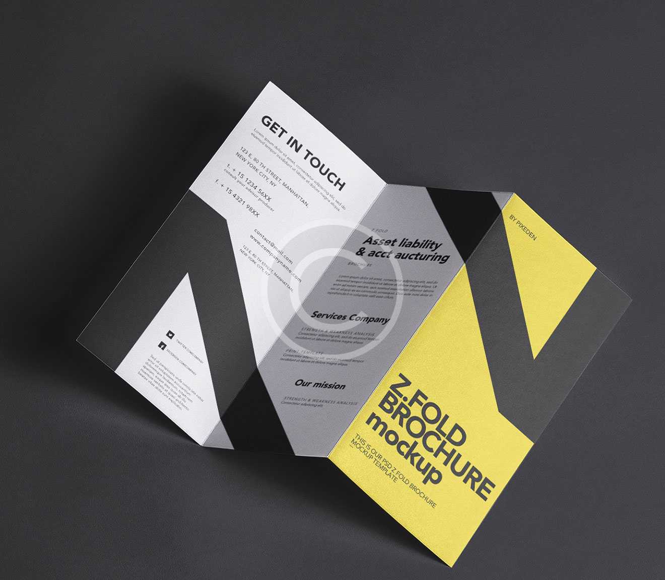 A z-fold brochure mockup scheme